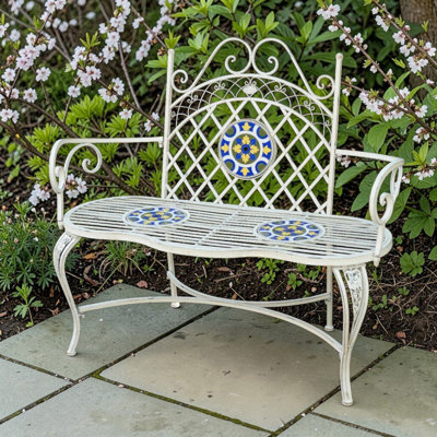 Banc de jardin en mosaïque en métal San Marino - Turin - L 47,25 po