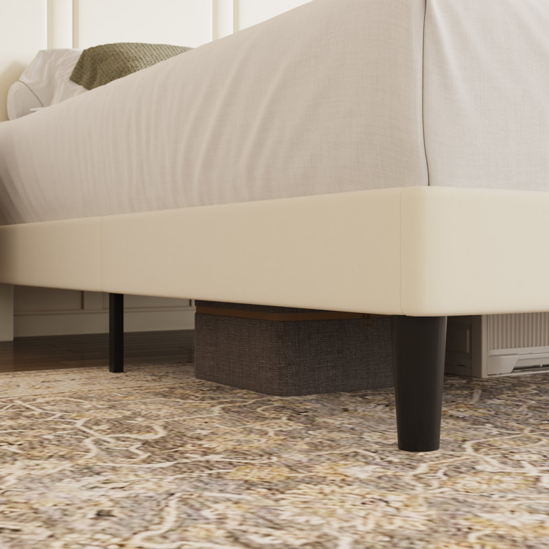 Structure de lit tapissier moderne avec tête de lit en velours moderne, Crème, Grand lit