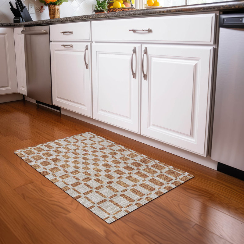 Premium Machine Washable Prisco Terracotta Rug, Rectangle 1'8" x 2'6"