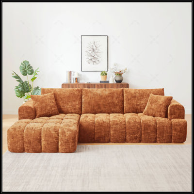 Chenille L-Shape Luxury Sectional Oversized Sofa, Minimalist Design, Comfy Sleeper Couch For Living Room, Apartment & Reception Spaces, No Assembly Required