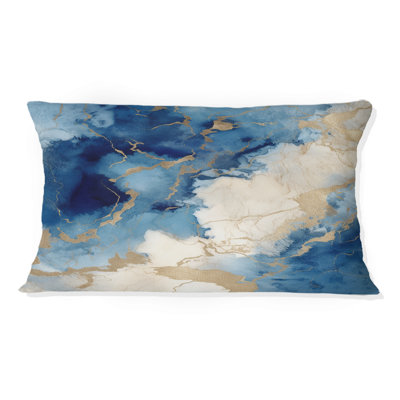 Coussin décoratif bleu et or Marble Clouds X - Fractals