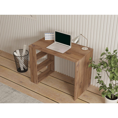 Multipurpose Study Desk with Additional Storage, Atlantic Pine, 35.4 x 27.6 x 19.7 inches | 100% Melamine Coated Particle Board, Thickness: 0.7 inches | Modern Solid Colour Design, Perfect for Home Office & Study Spaces