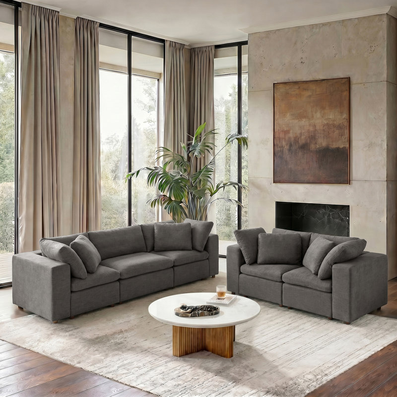 Canapé modulaire rembourré Alberto, Polyester gris