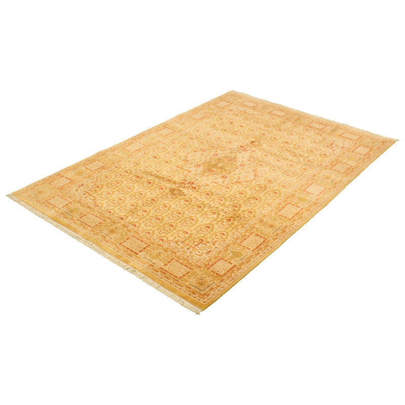 Tapis en laine brun clair/beige 6 pi x 8 pi 10 po noué la 2010 pako one-of-kind à la main Adrionna