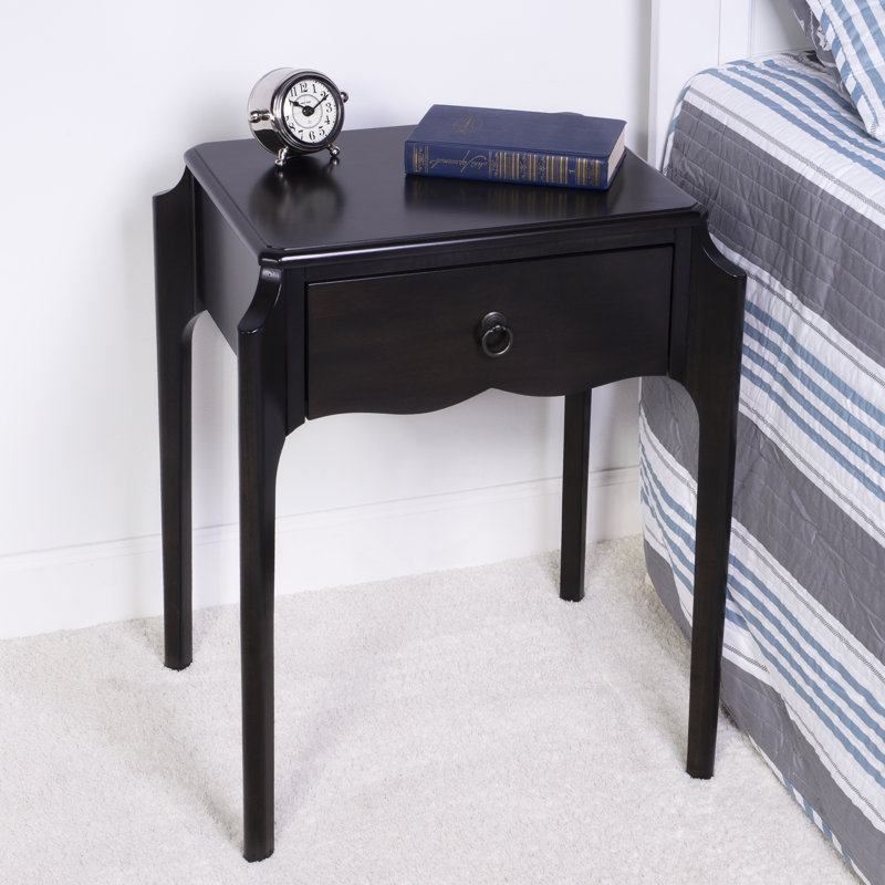 Greenhorn 51cm W Solid + Manufactured Wood Bedside Table, Black