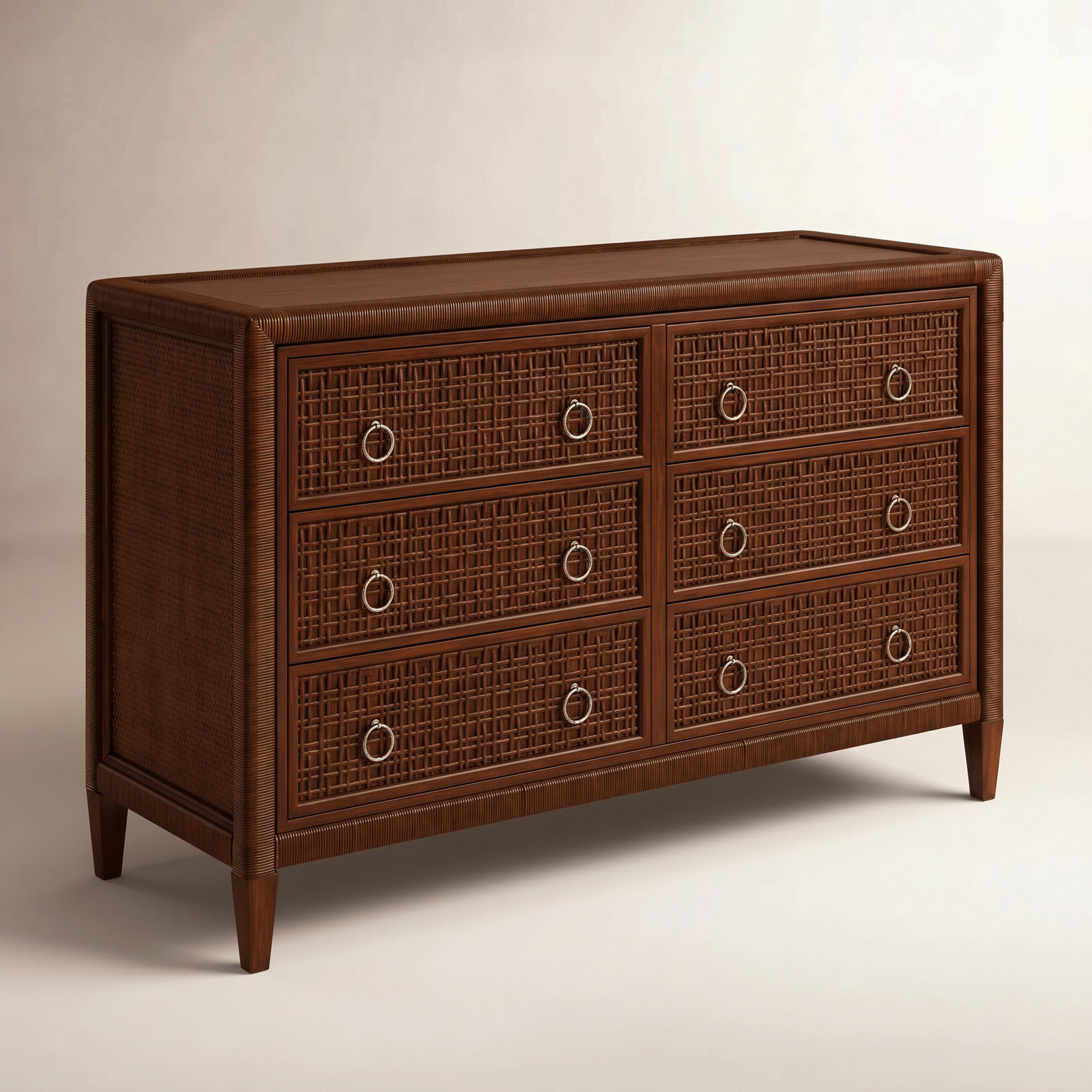 Monterey 54" Double Dresser, Coffee, Yes, Satin Nickel
