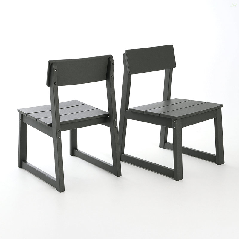 2-Pack  Grey HDPE Outdoor & Garden Backres  Modernist Designt Chairs, Gray