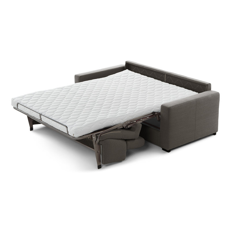Bellinda 81" Genuine Italian Top Grain Leather Queen Sleeper Sofa Bed with Memory Foam Mattress and Ratcheting Adjustable Headrests