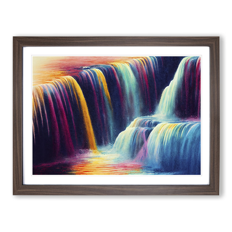 Colourful Watercolour Vol.3 - Single Picture Frame Print, Walnut Framed, 46cm H x 64cm W x 2cm D
