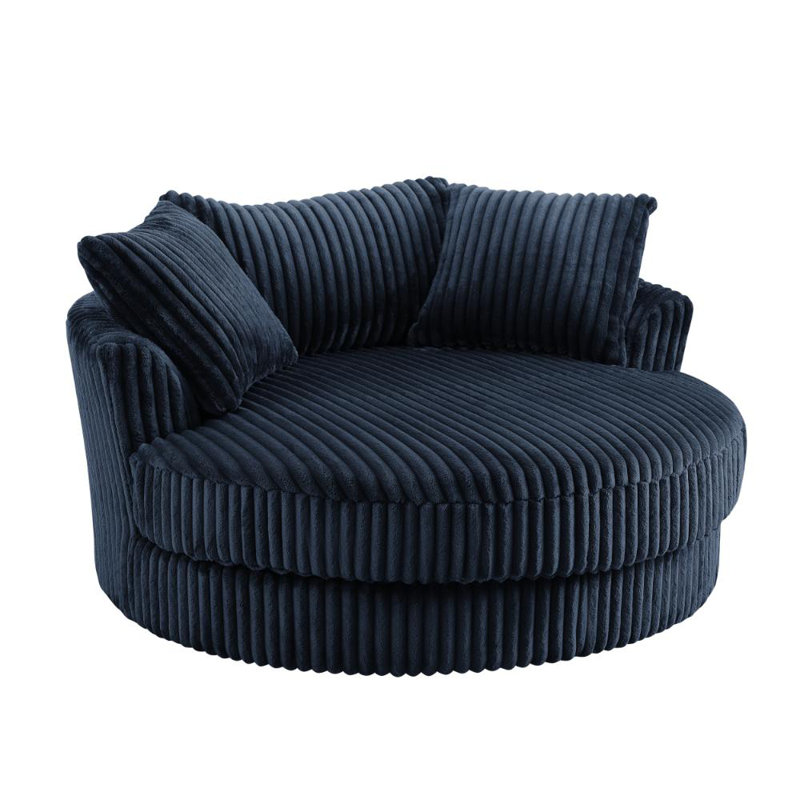 Skyler Upholstered Teddy Swivel Armchair, Blue