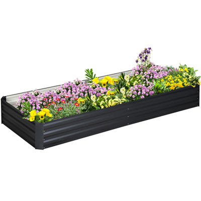 95" X 35.01" 11.8" Galvanized Raised Garden Bed, Metal Planter For Veggies, Flowers, Herbs, Succulents, Gray - Absorption, Plant Flourishing Gardening Box, 11.8". For Growing Succulents And Herbs.