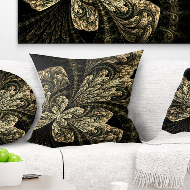 Coussin décoratif floral symétrique à grande fleur, 16 po x 1 po, Coussin décoratif