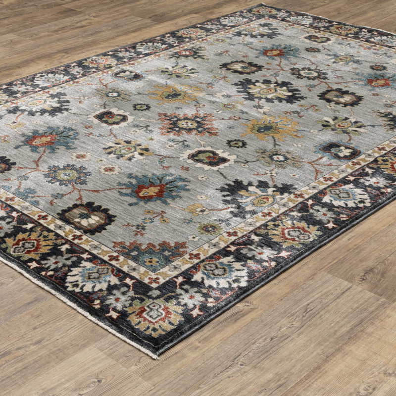 Caia Traditional Floral Blue/ Multi Area Rug, Rectangle 6'7" x 9'9"