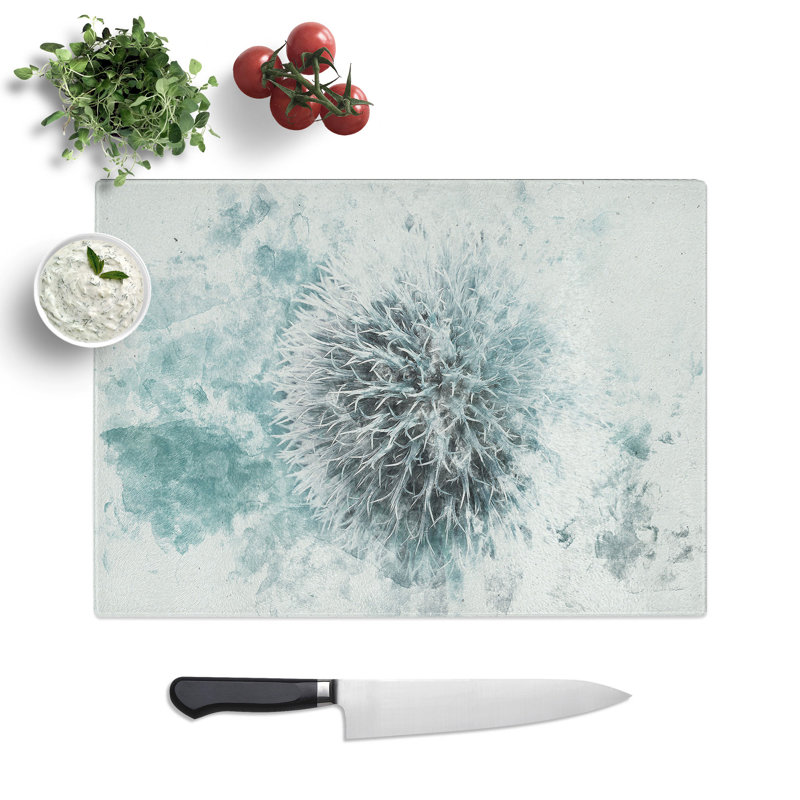 Tempered Glass Globe Thistle Chopping Board, 20 cm x 28.5 cm