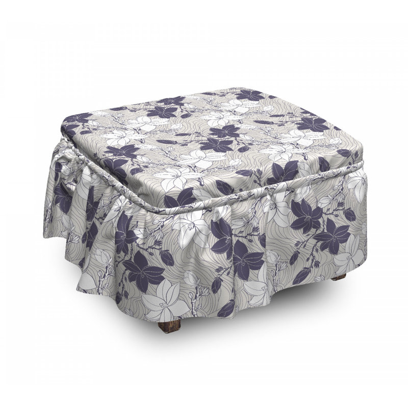 Housse pour repose-pieds magnolia à fleurs