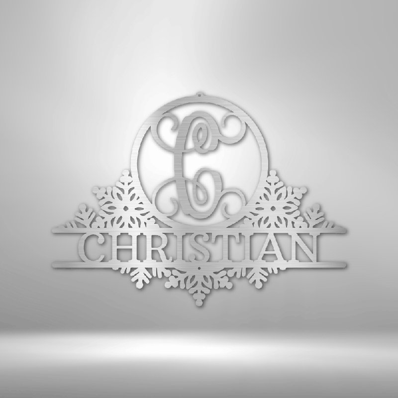 Décoration murale en acier personnalisable avec monogramme, H 17 po x l 17,5 po x P 0,5 po, Oui, Argent argent