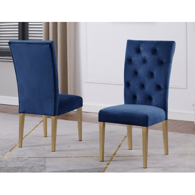 Chaise parsons en velours capitonné Devender