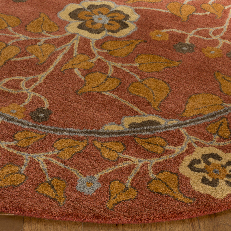Tapis oriental rouge en laine touffeté à la main Cranmore, Rond 8 pi