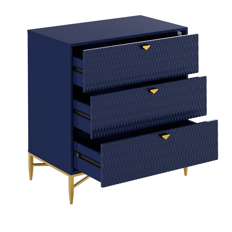 Commode en bois 3 tiroirs Sturbridge, Bleu