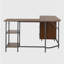Bureau de rangement en forme de L à deux tons, couleur noyer