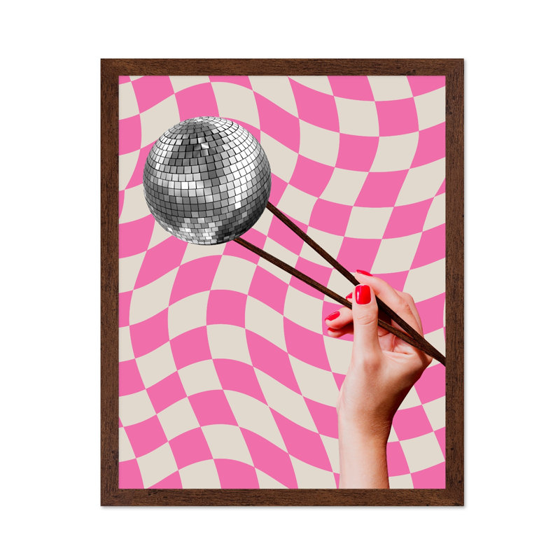 Disco Ball No1, Affiche, H 11 po x l 14 po, Encadrement brun