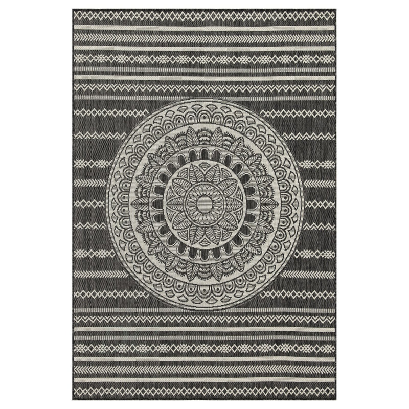 Sunshine GC_HAR2017 Anthracite 7 Ft. 10 In. X 10 Ft. 3 In. Indoor/Outdoor Area Rug, Anthracite, Rectangle 7'10" x 10'3"