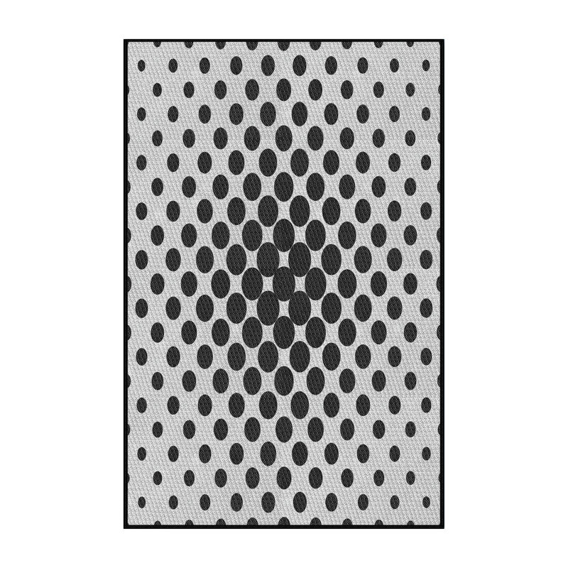 Tapis blanc/noir zone à motif, Rectangle 2 pi x 4 pi
