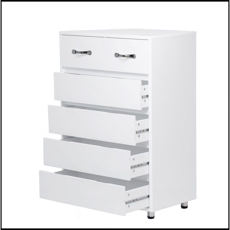Six Drawer Side Table-White
