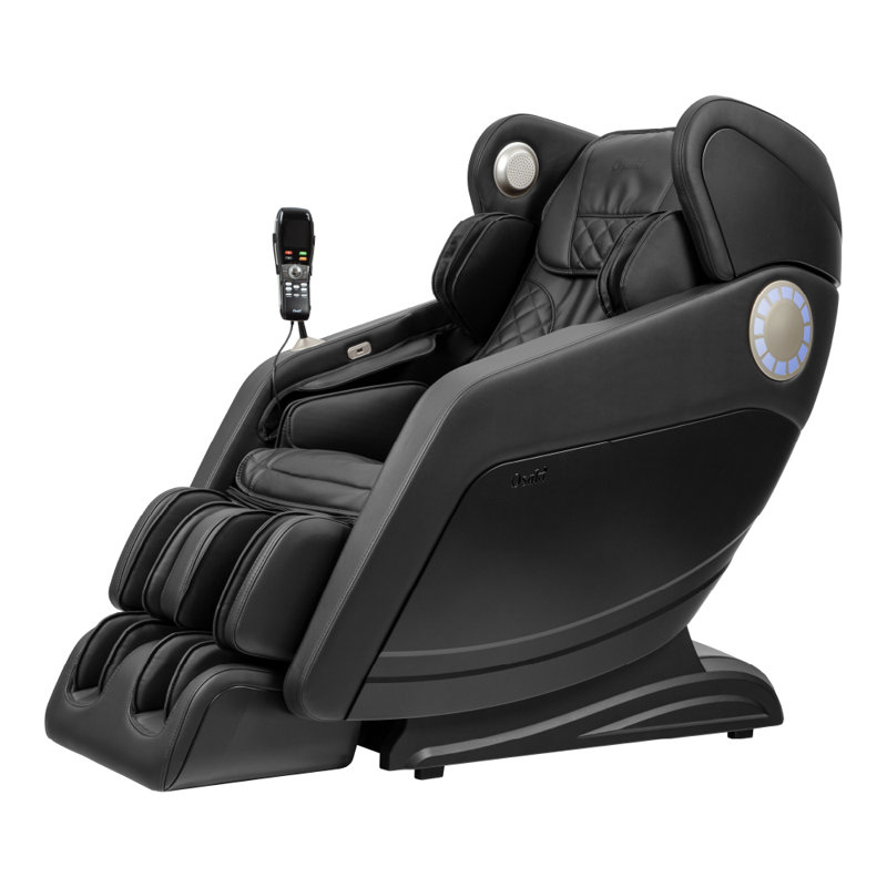Black Faux Leather Recliner with Massage and Airbags