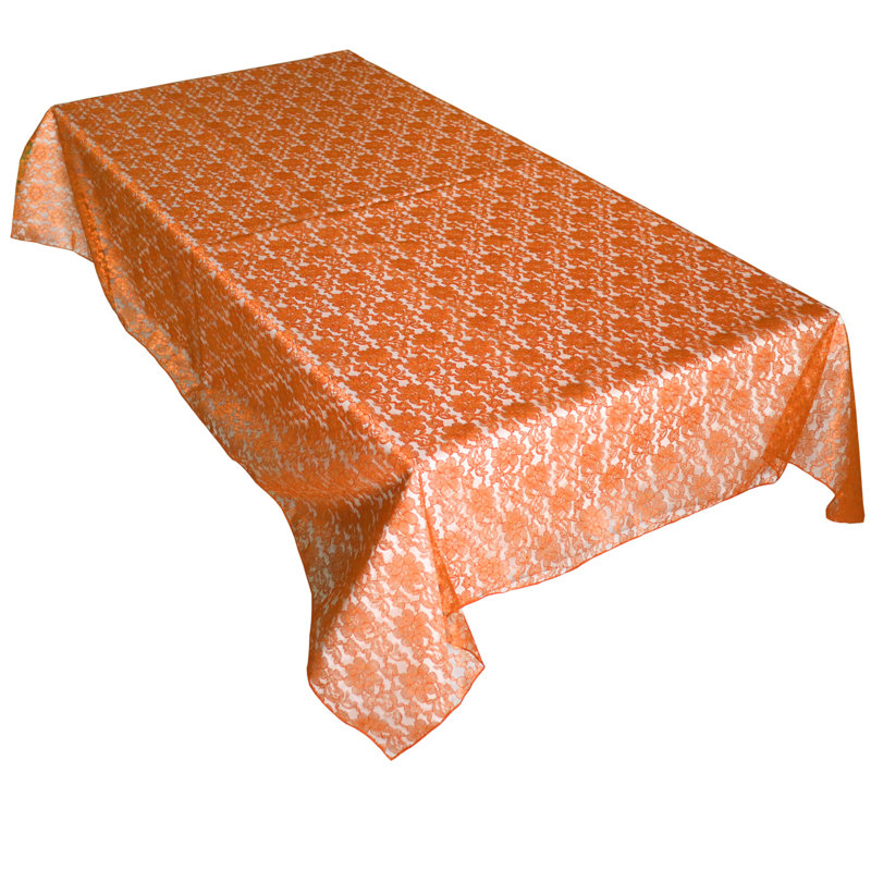 Floral Lace Overlay, 48" x 48", Orange