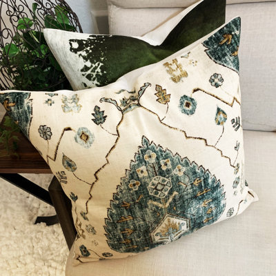 Cotton Damask 20" Throw Pillow