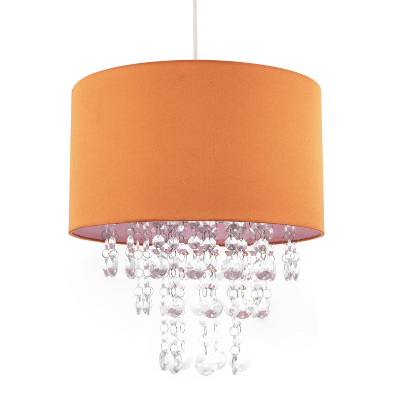 17 cm H Drum Satin Pendant Shade ( Screw On ), Orange