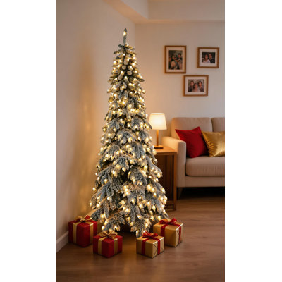 Frosted 7.6' Pre-Lit Pine Christmas Tree