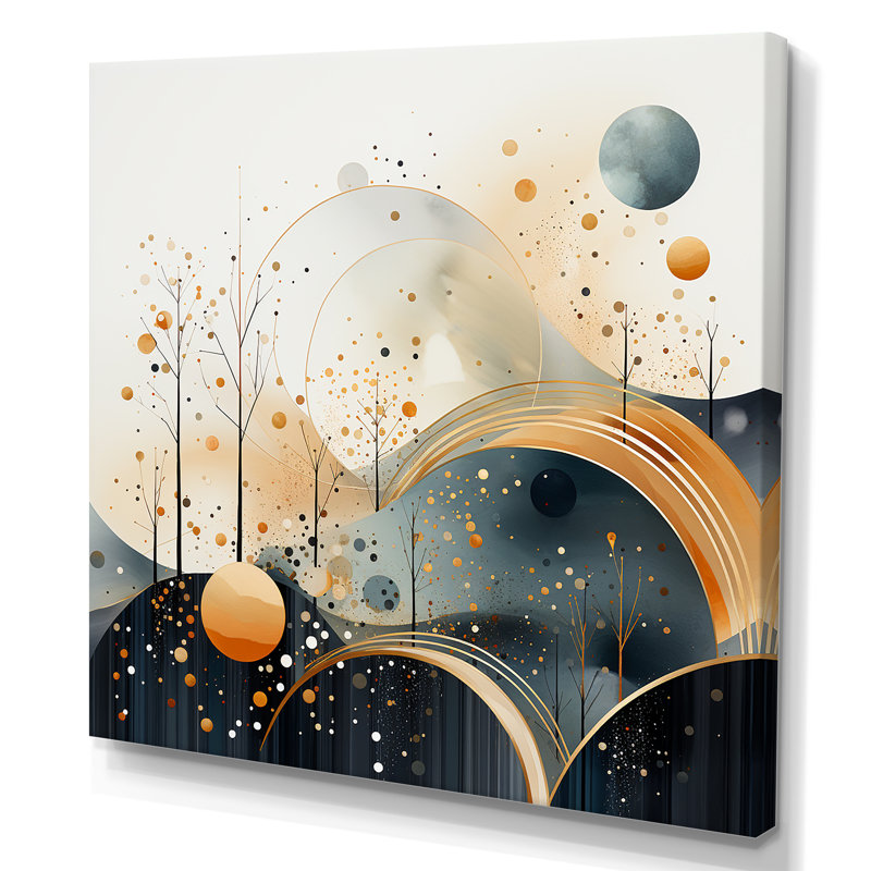 Jaune et noir paysage symphonie II - paysage abstrait, art mural, Toile tendue, H 16 po x l 16 po x P 1 po