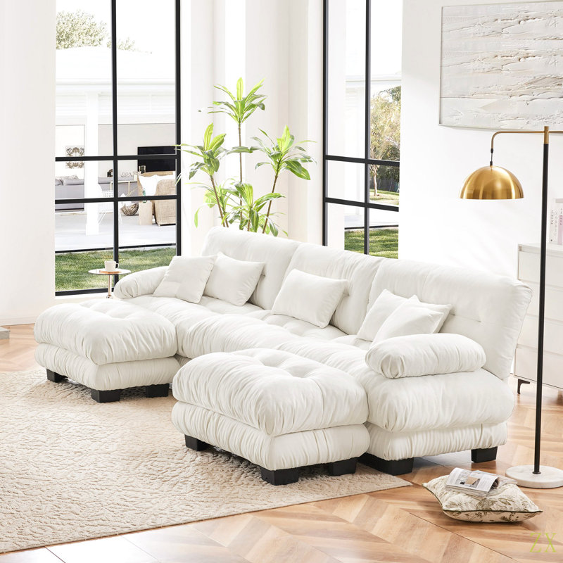 Canapé modulaire Luxury Luxury, Chenille blanche