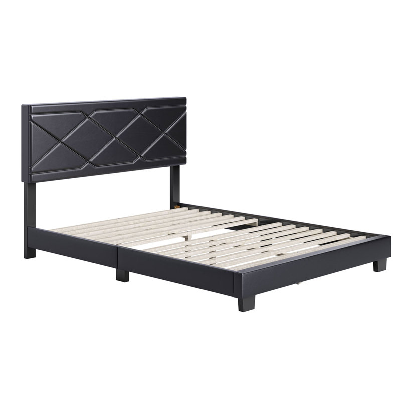 Upholstered Platform Bed, King, Black