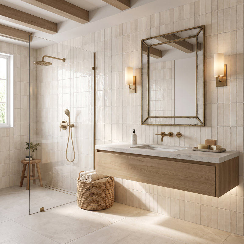 Artisanal 2.5X8 Ceramic Subway Wall Tile , Beige