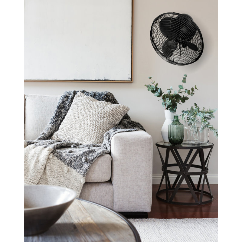 Ventilateur mural oscillant 13 po , Noir mat