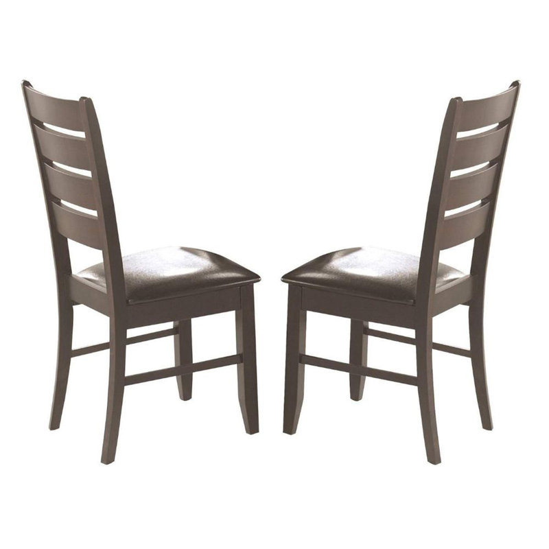 Ensemble de 2 chaises d'appoint à dossier à lattes en cappuccino et noir