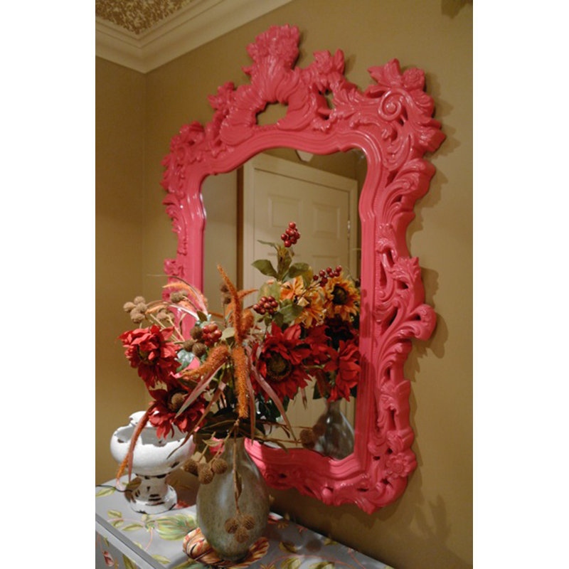 Cilegon Ornate Framed Wall and Vanity Mirror, Hot Pink
