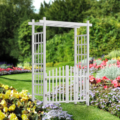 85 In. Pvc Garden Arbour With Gate
