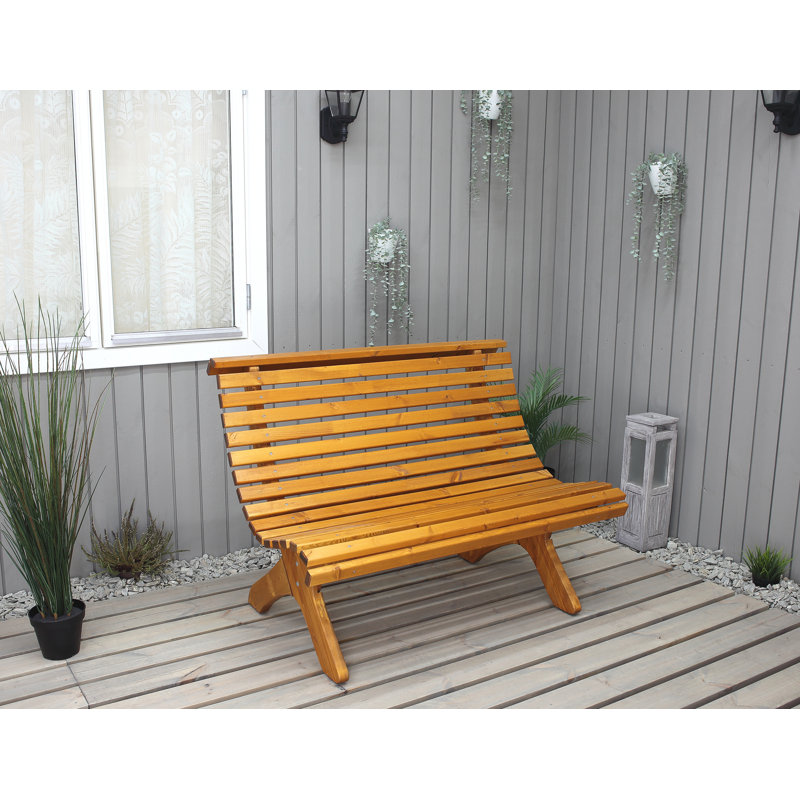 Oluna Solid Wood Pine Outdoor Bench, Honey, 87cm H x 116cm W x 74cm D