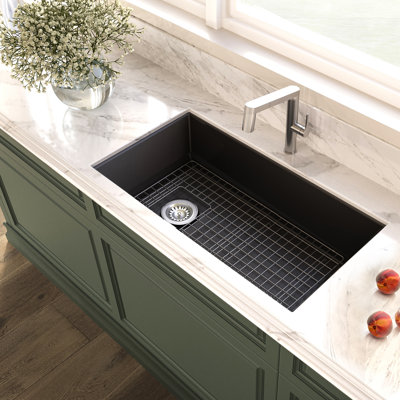 Pranav 34.25'' L Single Bowl Fireclay Kitchen Sink