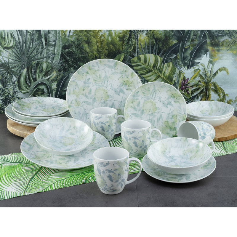 Tropical - Serie Home Piece Porcelain China Dinnerware Set - Service for 4