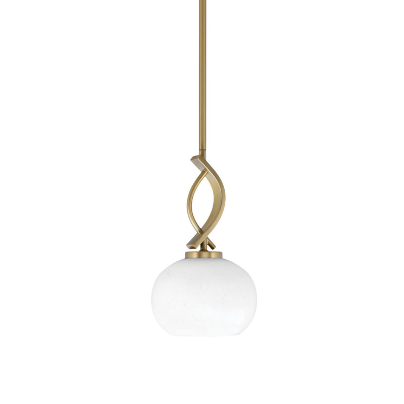 Mini-luminaire suspendu à tige Unia, fini laiton vieilli avec verre transparent de 7 po