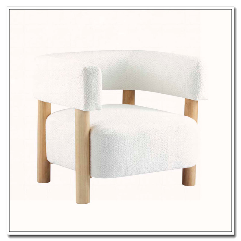 Fauteuil d'appoint rembourré Boucle, Blanc