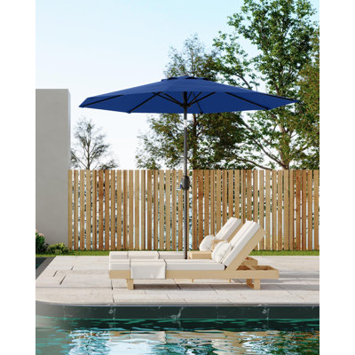Parasol de table d'extérieur 10 pi, parasol de marché avec bouton poussoir inclinable et manivelle pour le marché, la cour, la piscine, le jardin