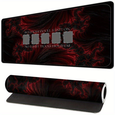 Tapis de poker Texas Hold'Em pour jeux de cartes - surface en caoutchouc lisse antidérapante avec motif de cartes à jouer rouge, tapis de jeu durable convenant à la maison, au bureau et aux soirées poker - 11,81 po x 27,56 po