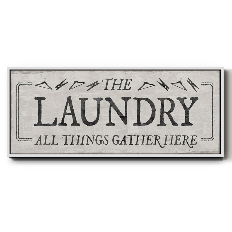 Laundry Gathers- Framed Canvas, 8" H x 20" W