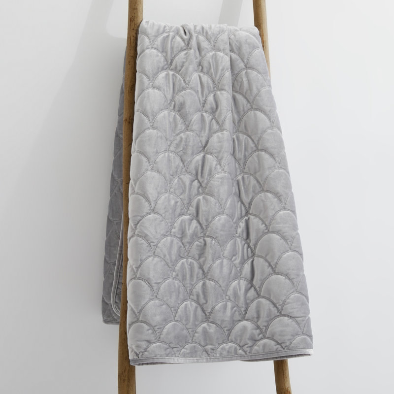 Light Grey Velvet Quilted Throw
